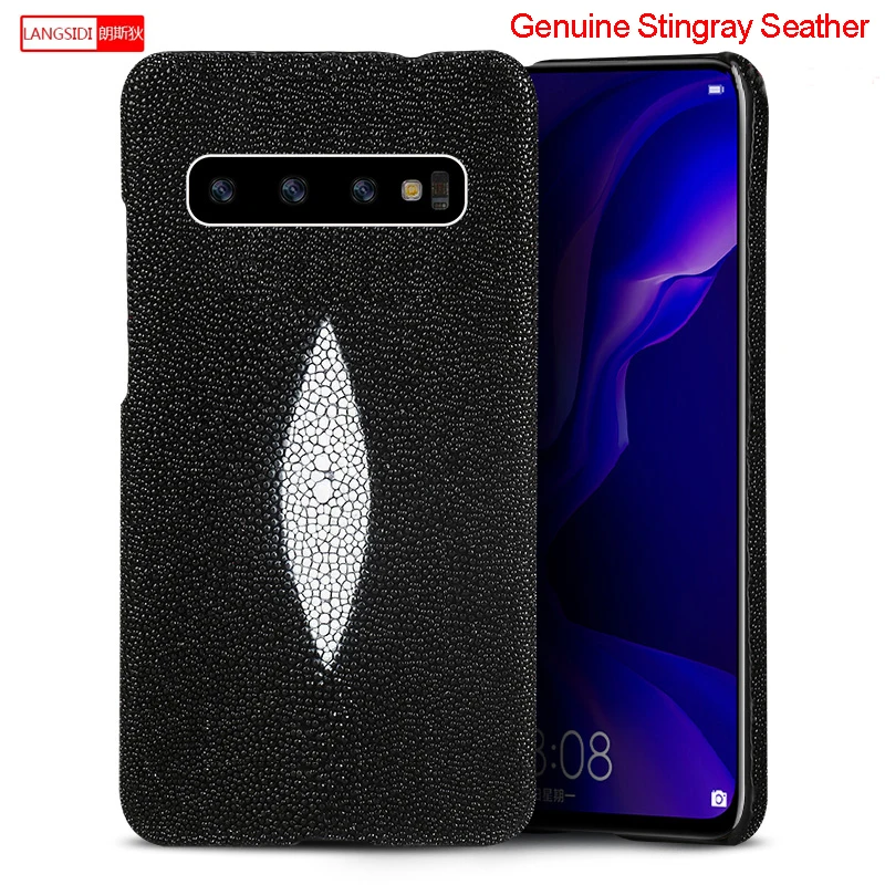LANGSID настоящий кожаный чехол для телефона stingray LG G6 G7 G5 роскошный черный из рыбьей