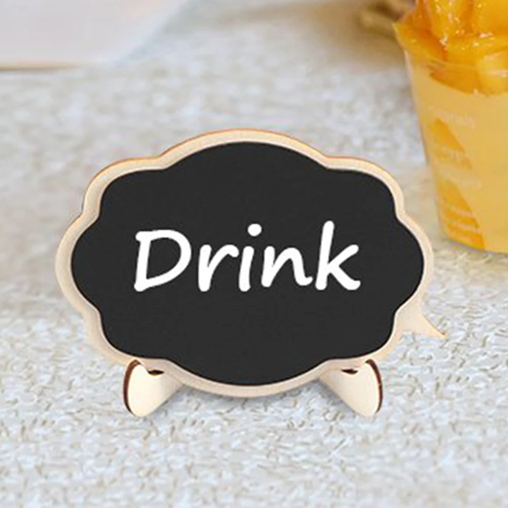 Mini 10pcs Thicker Black Chalkboards Signs Easy to Wipe Out Wood Small Message Board Signs Place Cards for Wedding Party