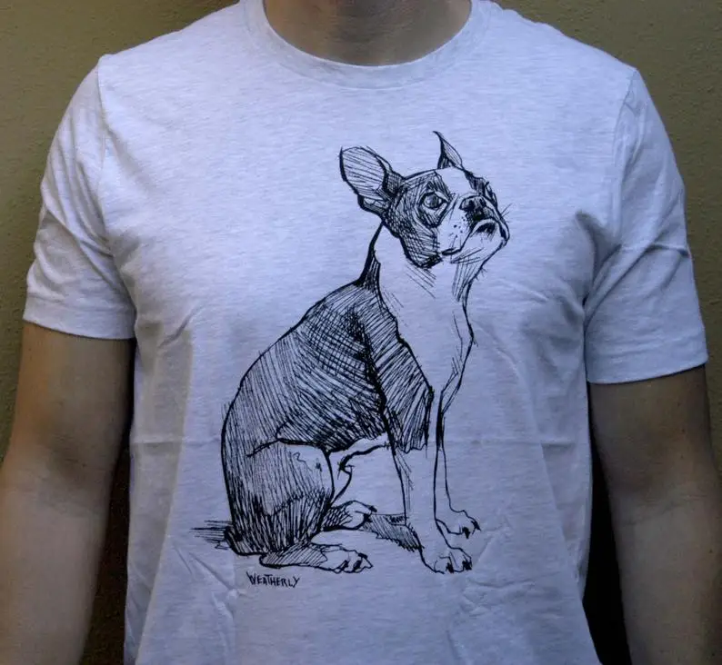 Бостонская футболка с фотографией терьера Мужская/унисекс фауны рубашки