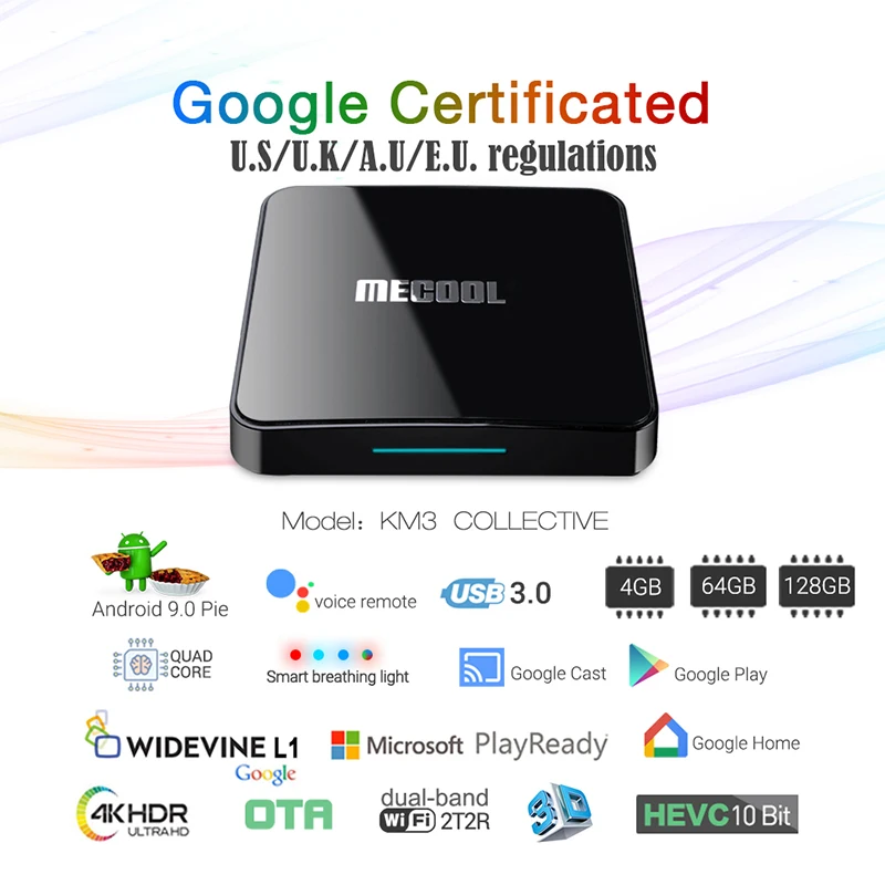 

TV Box Android 9.0 Google ATVKM3 HD Network Player 2T2R Set-Top Box 905X2 Android 9.0 5G WIFI Media Player TV Box