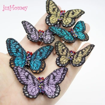 100PCS Colorful Organza Fabric Butterfly Appliques 40mm