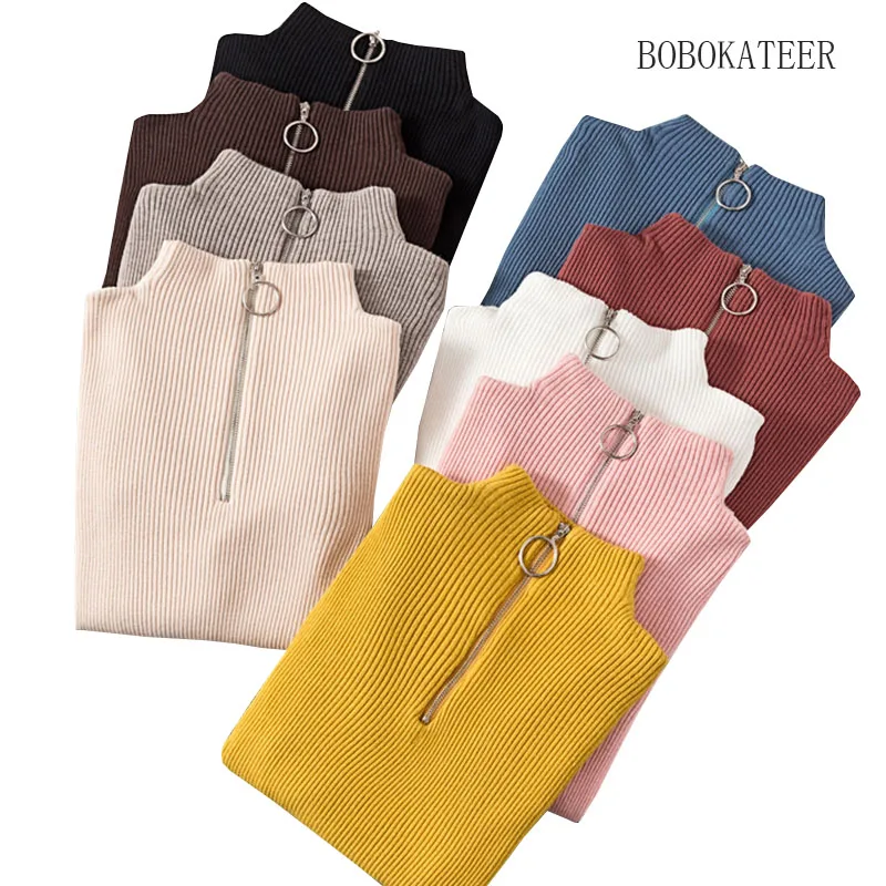 BOBOKATEER pull femme hiver Рождественский свитер женская зимняя одежда Женский вязаный пуловер с высоким воротом sueter mujer invierno