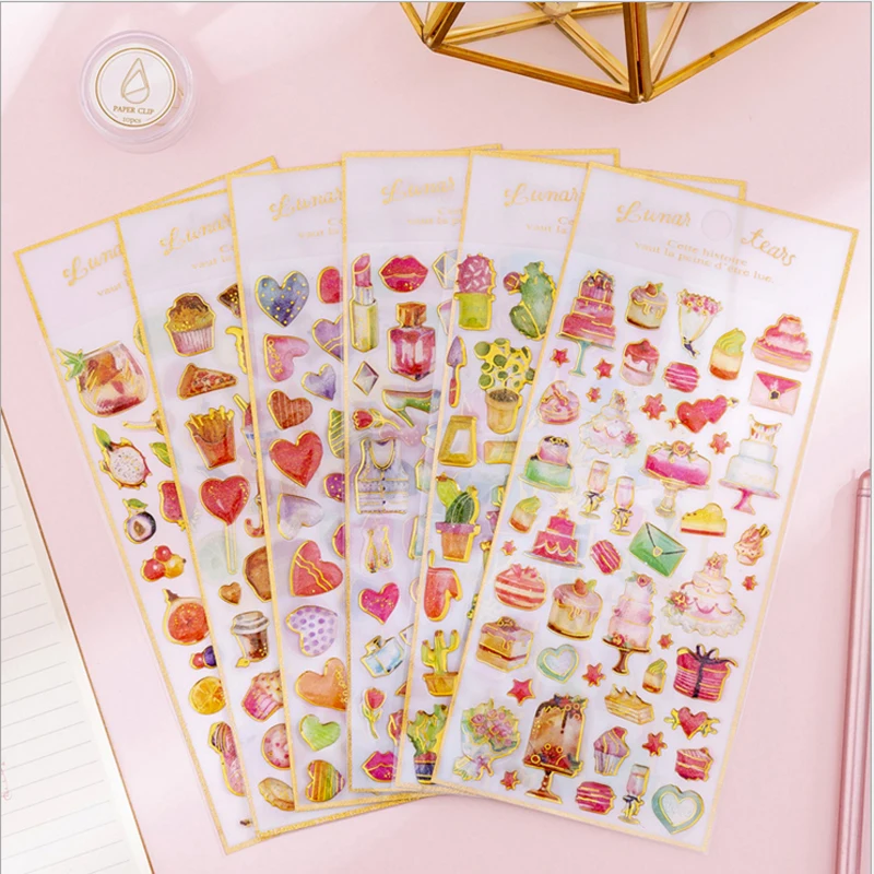 

30pcs/lot Sweetheart Cake Crystal Epoxy Sticker Children Decorative Stationery Sticker Multi Label Wholesales