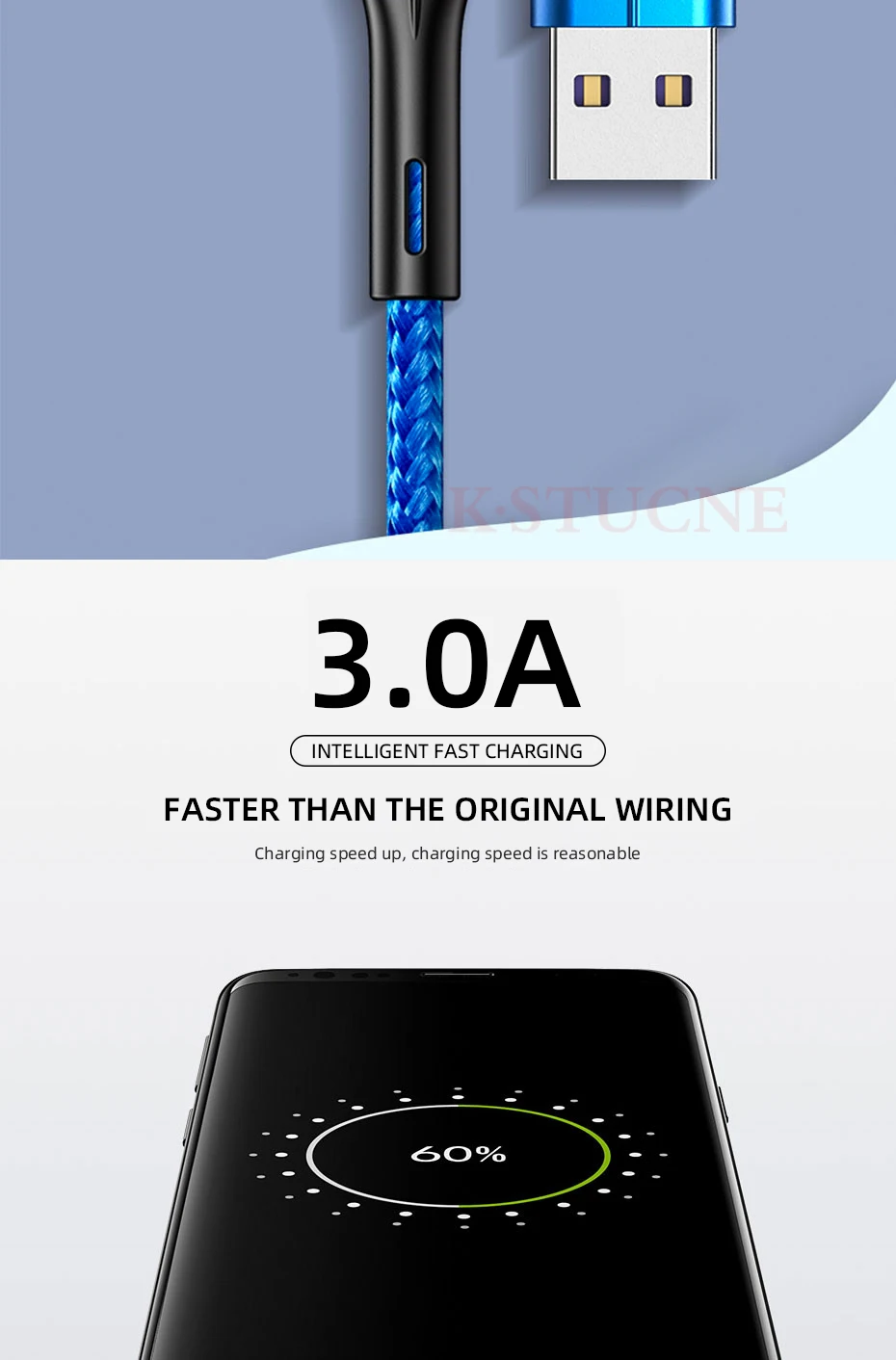 KSTUCNE Micro USB Cable 3A 3.0 Fast Charging Charger Micro usb Cable For Samsung S7 Xiaomi LG Android Mobile Phone Charger Cable