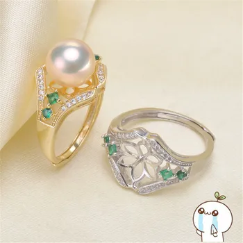 

Ring Mount Pearl Accessories Adjustable Size 925 Sterling Silver Ring Jewelry DIY No Pearl Free Shipping 2019J112