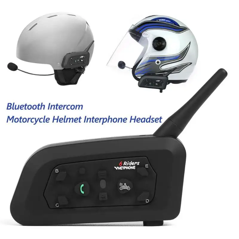 VNETPHONE V6 1200 м bluetooth Интерком мотоциклетный шлем домофон водонепроницаемый беспроводной BT гарнитура для 2 гонщиков