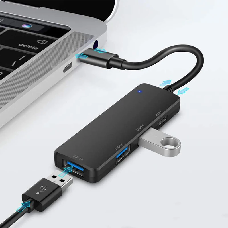 Type-C-3 usb-хаб эспандер ультра-тонкий мини портативный 3-портовый USB 2,0 концентратор USBC Зарядка для ноутбука Macbook