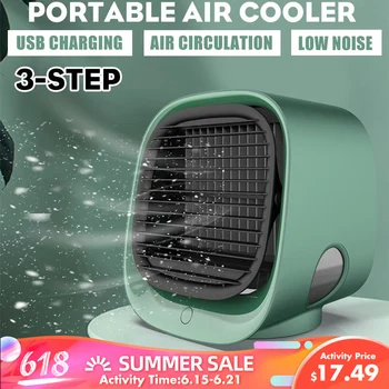 

Home Mini Air Conditioner Portable Air Cooler 4 Colors LED Light USB Humidifier Purifier Desktop Air Cooler Fan with Water Tank