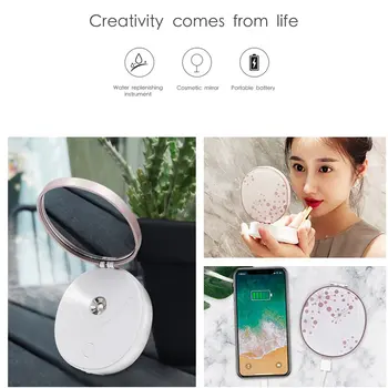 

Steam Face Humidifier With Mirror Water Meter USB Charging Nano Spray Handheld Cold Spray Beauty Instruments