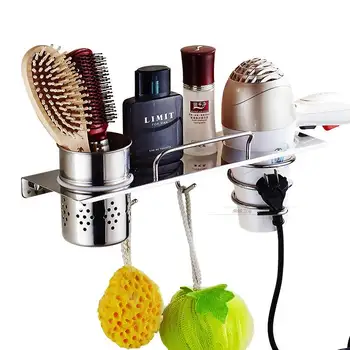 

Hair dryer rack free punching bathroom bathroom toilet storage rack rack black wall mounted air duct shelf