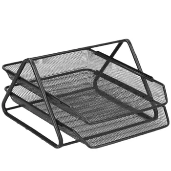 

Office organizer Supplies Barbed Wire Metal Two-Layer File Holder desk organizer Data Tray File Tray Anti-Rust Magazine Bar