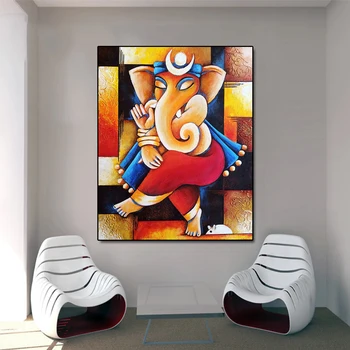 Tableau Ganesh abstrait coloré