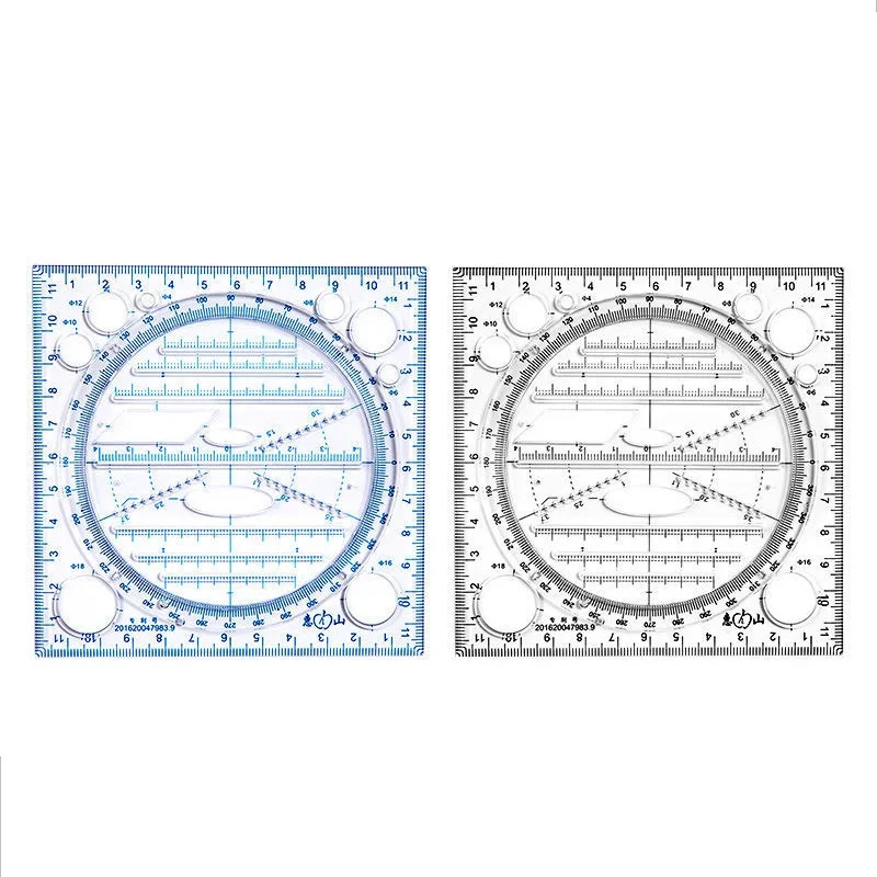 Multifunction Rotatable Drawing Template Art Design Construction Architect Stereo Geometry Circle Drafting Measuring Scale Ruler ruler set drawing ruler rotatable ruler