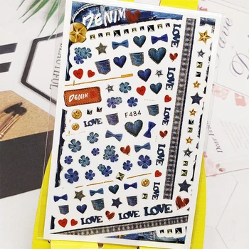 

3D Nail Sticker Decals Bow Love Heart Stripe Design Nail Art Decorations Stickers Slider Manicure Accessories Nails Decoraciones