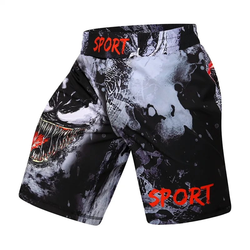 

2019 New UFC BJJ MMA Fit Men's printing MMA Shorts 3D Fight Grappling Short Polyester Kick Gel Muay Thai thai shorts codylundin