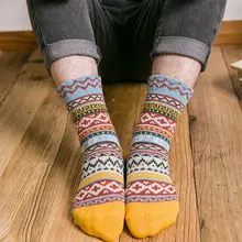 5 пар для мужчин и женщин теплые зимние толстые полосатые винтажные вязаные шерстяные носки с геометрическим рисунком F3MD