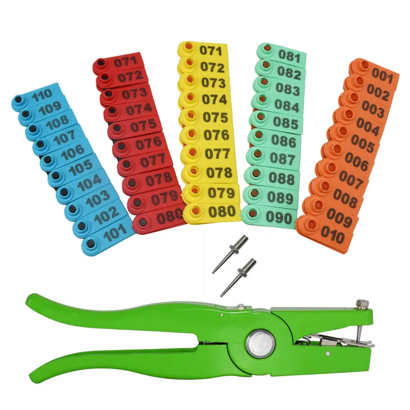 

Ear Tag sheep Marker Applicator 001-100 Ear Tags for Goat Identification Kit Ear Tagger with 2pcs Pins Ear Tag Pliers