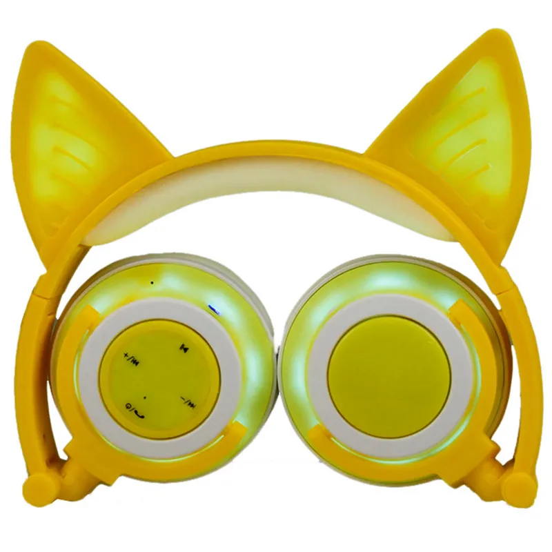 Наушники Bluetooth Беспроводные гарнитуры Складные дети LIMSON Наушники Cat Ear Light Up 3,5 мм Штекерный кабель с микрофоном Совместимость с iPhones iPad Laptop BBL108 - Цвет: BLR108-yellow