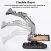 Realistic Simulation RC Excavator 680 Degree Rotation 22-CH Alloy Bucket Flexible Boom LED Light 30Mins Endurance Alloy RC Truck 5