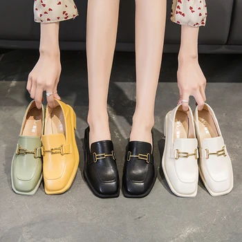 

Womens Derby Shoes Female Footwear Square Toe Slip-on Loafers With Fur 2020 Fashion Women's All-Match Autumn Casual Sneaker Low