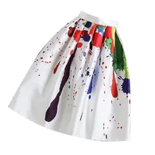 Женская модная юбка новая весенняя Короткая Повседневная Женская винтажная трапециевидная окрашенная Высокая талия с принтом Плиссированное расклешенное платье миди юбки 40