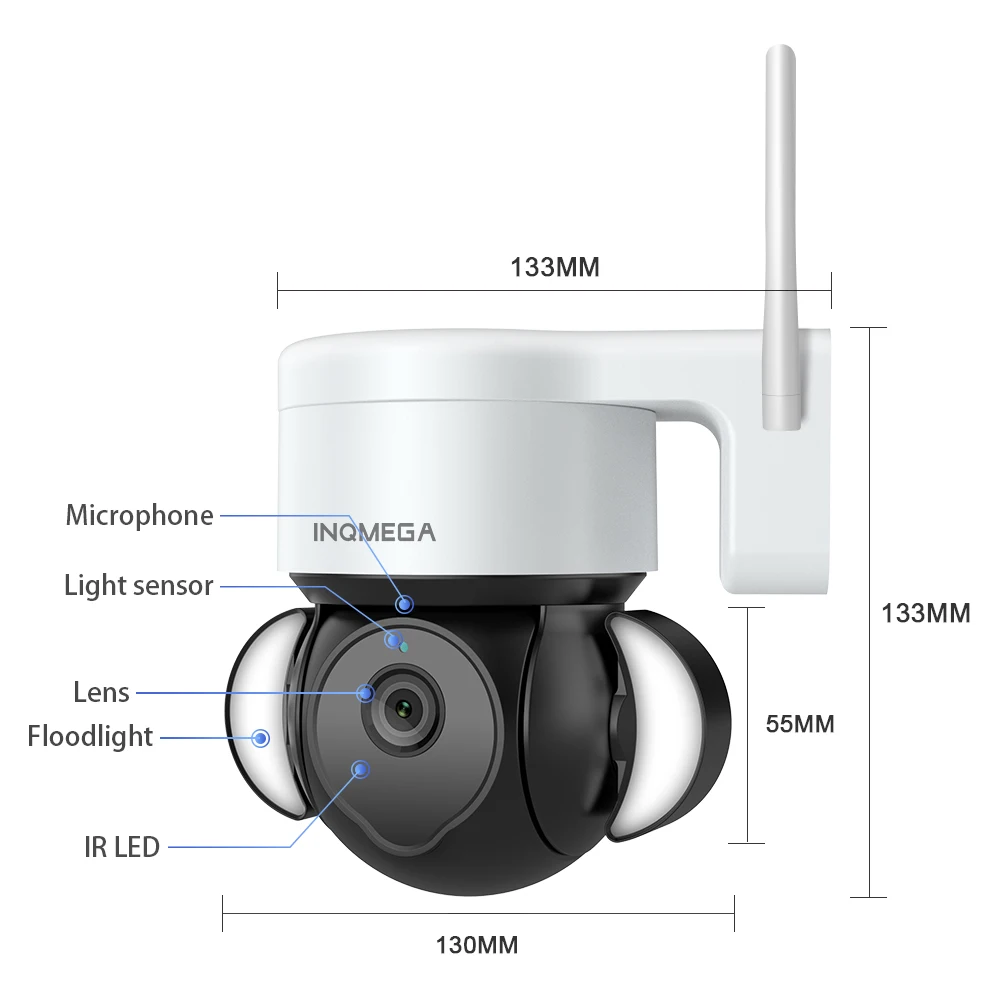 INQMEGA TUYA Alexa Smart Voice Camera Supports Google Homepage, Wired and Wireless Dual Connection Web Camera, Waterproof CCTV