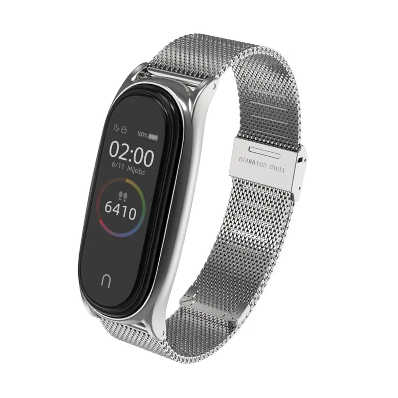 Mi jobs для mi band 4 металлический ремешок на запястье для Xiao mi 4 браслет из нержавеющей стали ремешок для mi Band 4 3 браслет на запястье умный Браслет - Цвет: Milan Plus Silver