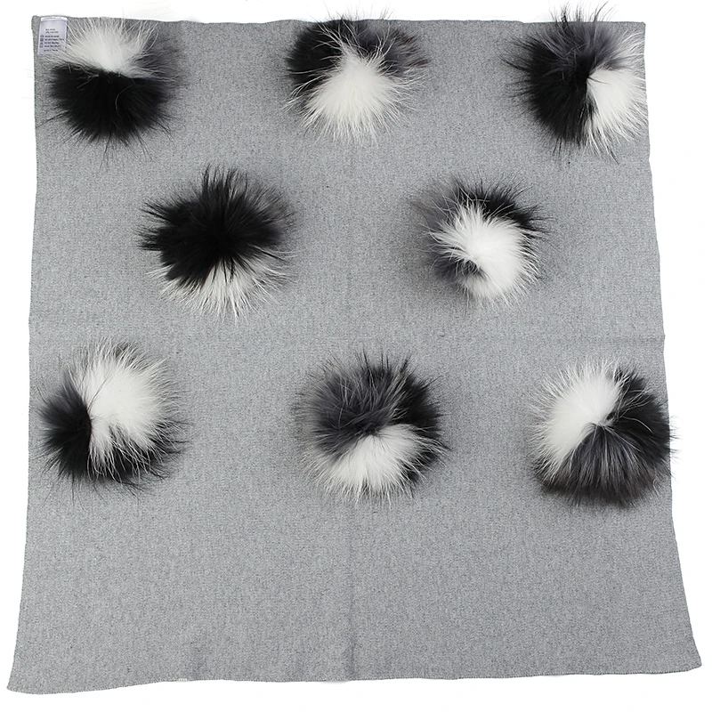 light gray 3C-8 Geebro однотонное теплое шерстяное Пеленальное Одеяло для новорожденных, постельные пеленки, обертывание, подарок на день рождения, 15 см, трехцветный помпон из натурального меха - Цвет: light gray 3C-8