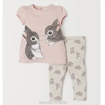 

1-7Y Baby Girl Clothes Set Kids 100% Cotton Summer Bunny T-shirt Pants 2pc Children Suit Bebe Girls Tees Shorts Outfits New 2020