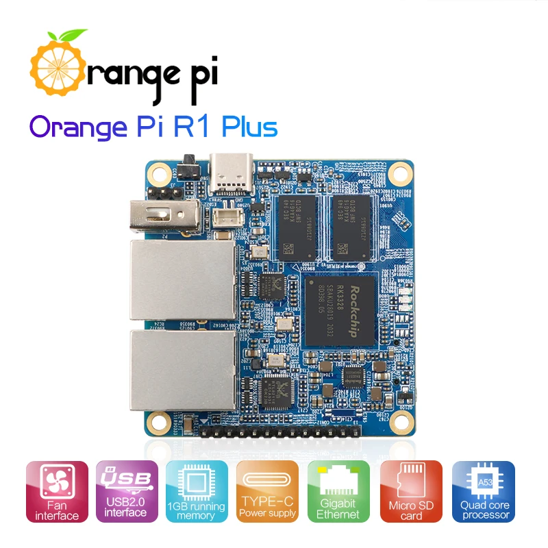 Портативный дорожный роутер Orange Pi R1 Plus, SBC OpenWRT с двойным GbE,1 Гб Rockchip RK3328, Поддержка Android 9/Ubuntu/Debian OS Портативный дорожный роутер Orange Pi R1 Plus, SBC OpenWRT с двойным GbE,1 Гб Rockchip RK3328, Поддержка Android 9/Ubuntu/Debian OS