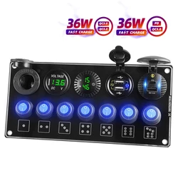 Panneau de commutation 12V QC3.0 rapide Usb Type C, prise de bougie étanche pour voiture, adaptateur de camping Car, multi prise allume cigare dans la voiture 