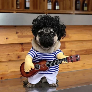 

Dogs Play The Guitar Halloween Christmas Special Events Costume Novelty Funny Pet Party Cosplay Apparel Outfit Clothing
