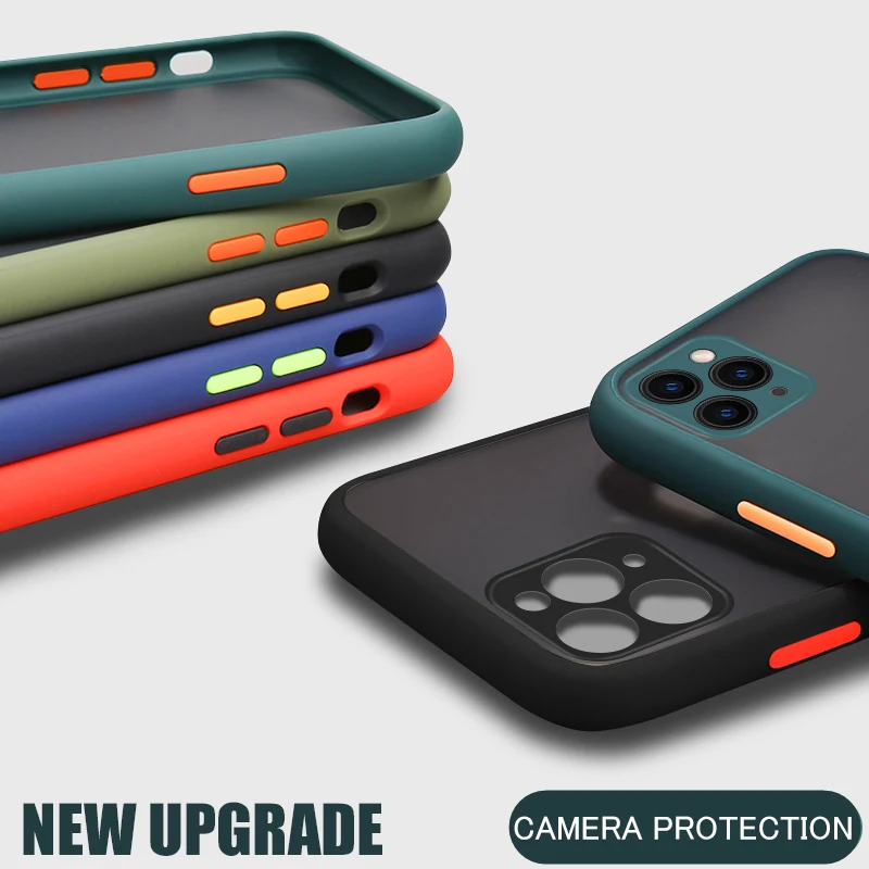 Luxury Shockproof Case on For iPhone 7 8 6S 6 Plus XR XS Max Cases Camera Lens Protector Matte Cover 11 Pro |