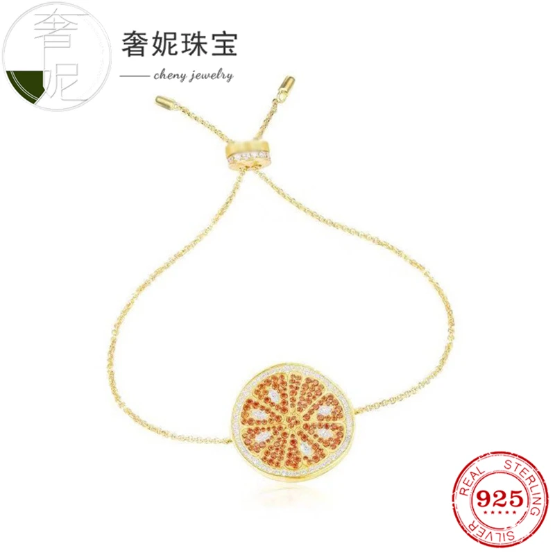 

cheny fit 925 sterling silver bracelet fruit series orange shape luxury original design party birthd gift for girlfriend jewelry
