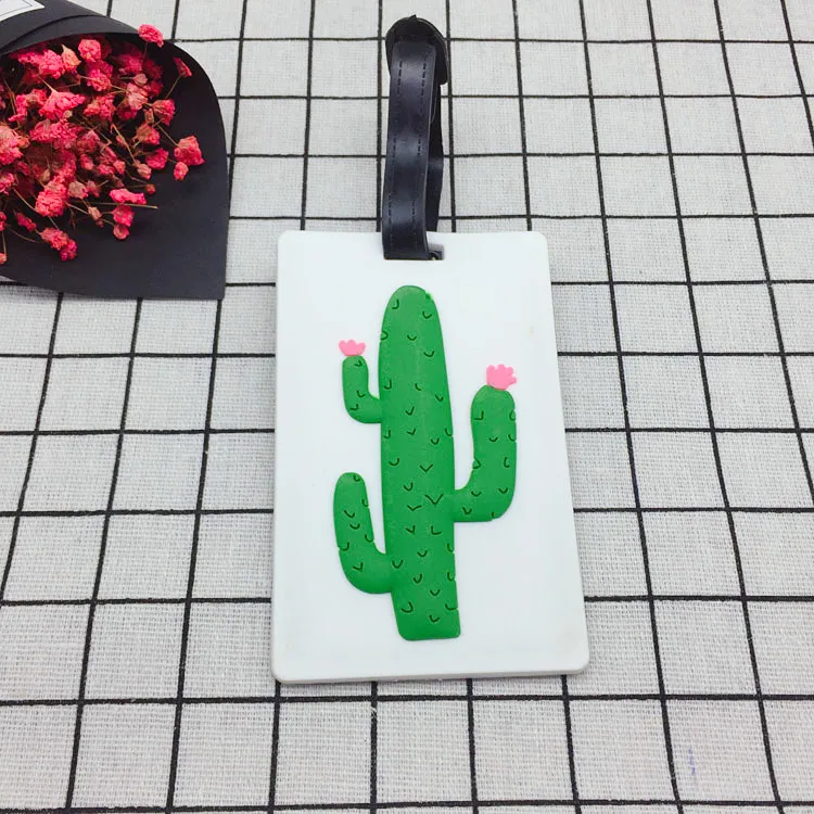 Travel Accessories Cactus Cartoon Luggage Tag Creative Silica Gel Suitcase ID Address Holder Baggage Boarding Portable Label