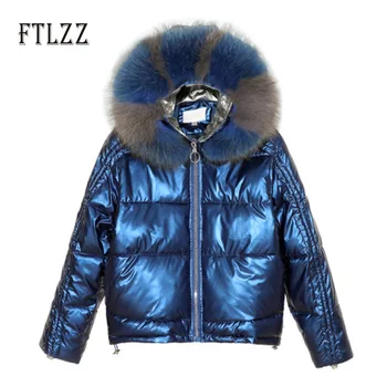

Fashion Bring Cotton Padded Jacket Women Thick Warm Winter Short Coat Female Hooded Faux Fur Collar Silver Parka Mujer Outwear