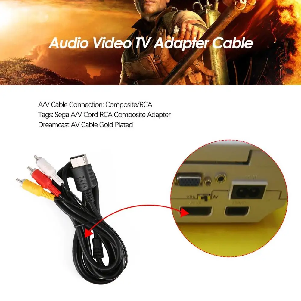 RCA AV A/V для Sega Dreamcast Стерео Композитный Аудио Видео ТВ адаптер кабель|Кабели| |