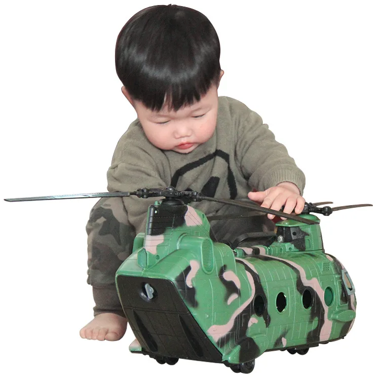 

Large Size Military Airplane Aviation Model-Door Opening Music Light Band Accessories Weapons Roller Transport Gift Box