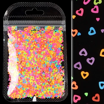 

Neon Hollow Heart Shape Nail Sequins 6MM Colorful Glitter Flakes Slices 3D Nails Art Decoration Gel Polish Manicure Accessories