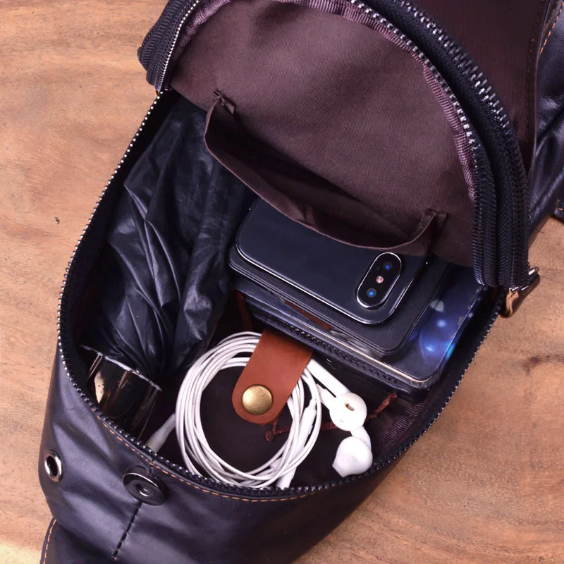  AETOO Male Bags Genuine Leather Shoulder Messenger Bag Men Sling Chest Pack Crossbody Bags for Men  - 32920535687