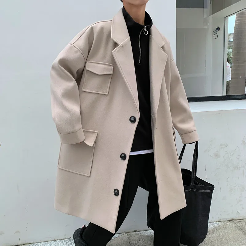 

2019 New Autumn And Winter Korean Version Thicker Section Long Paragraph Casual Loose Embroidery Woolen Trench Coat