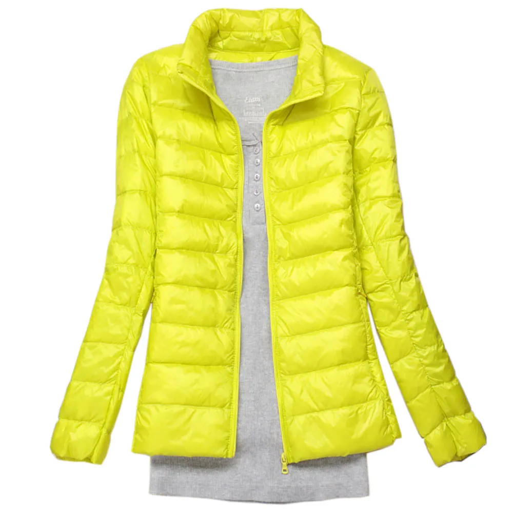

Plus Size 3XL Autumn Coats Jackets Winter Women Ultra Light Duck Down Basic Jackets Pink Warm Slim Stand Collar Short Overcoat