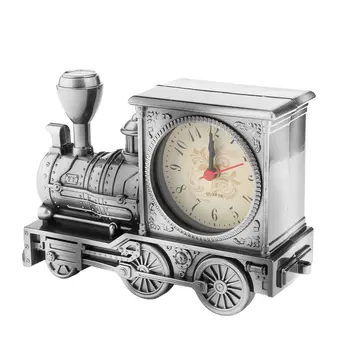 

Vintage Unique Eye-Catching Artistic Train Shaped Alarm Clock for Household Shelf Decoration with Quartz Movement Kids Gifts
