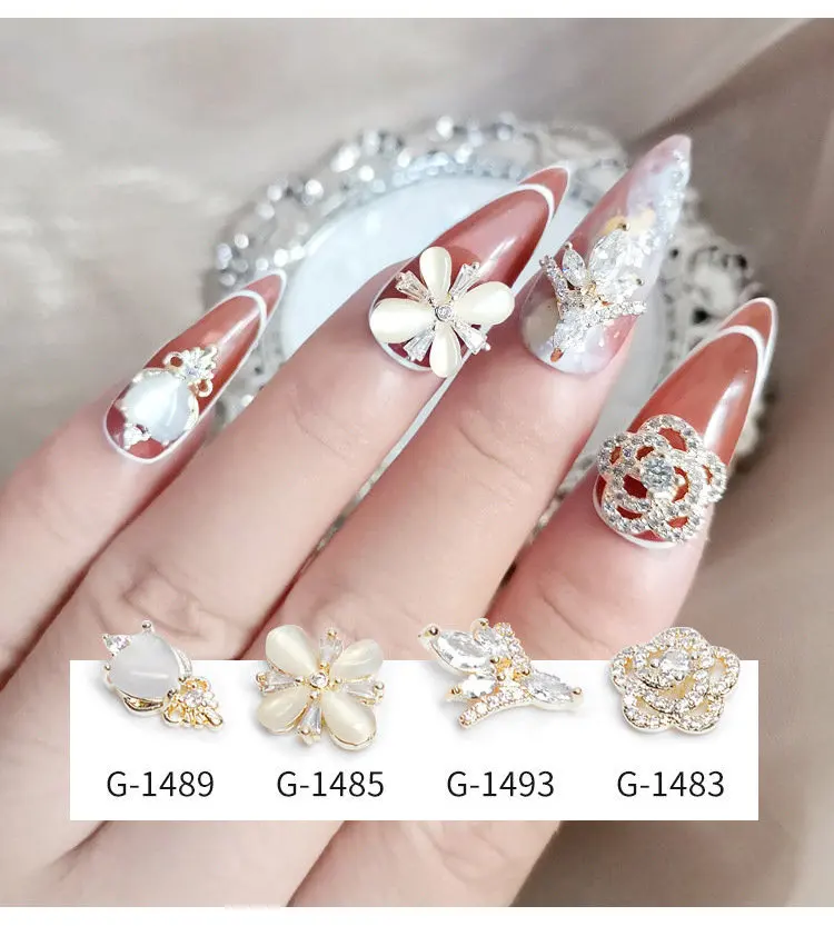 10 teile/los 3D Liebe Blume Zirkon Kristalle Metall Legierung Strass Schmuck Nail art Dekorationen Nägel Zubehör Charms Liefert – Detail 5