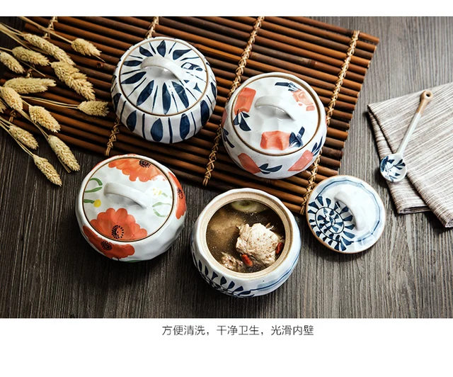 Japanese Ceramic 4.25Inch Stew Pot Bowl With Lid Steam Egg Soup Bowls Small  Steaming Cup Slow Cooker Home Restaurant Tableware - AliExpress