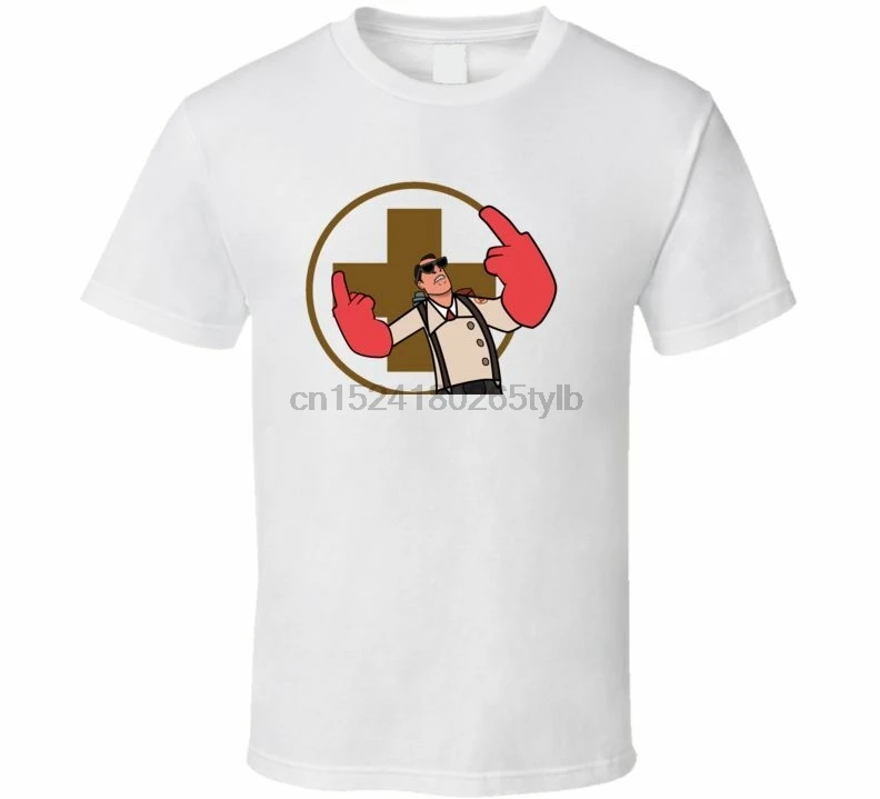 Tf2 المسعف البوب انها لا تسقط اوبر تهمة مضحك نكتة لعبة فيديو تي شيرت Aliexpress