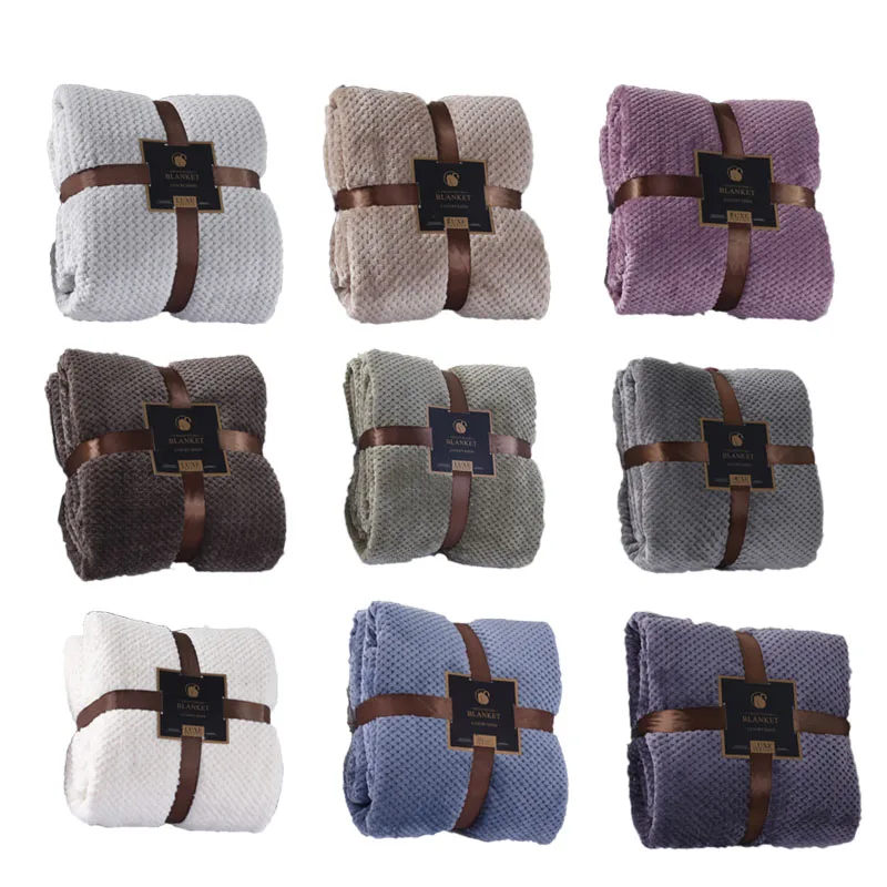 

New Super Soft Plaid Blanket Flannel Aircraft Sofa Office Children Blanket Travel Fleece Mesh Portable Car Travel Cover Blanket