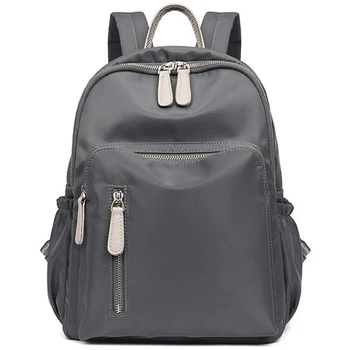 

New Casual Fashion Hit Color Light Oxford Backpack Large Capacity Student Bag Travel Backpack Gray