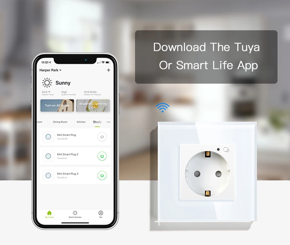 parede inteligente tomada wifi branco preto dourado