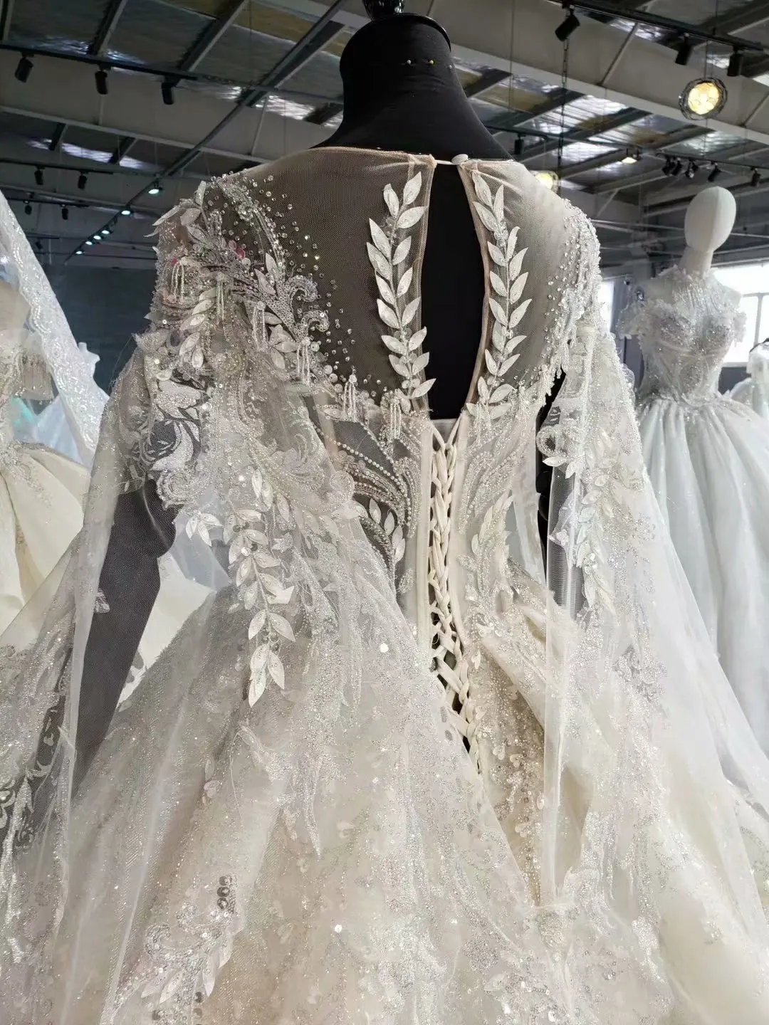 Роскошное вышитое бисером кружевное свадебное платье Vestido Novia Talla Grande Mariage с кристаллами и длинным рукавом, свадебное платье Robe De Mariee Manche Longue